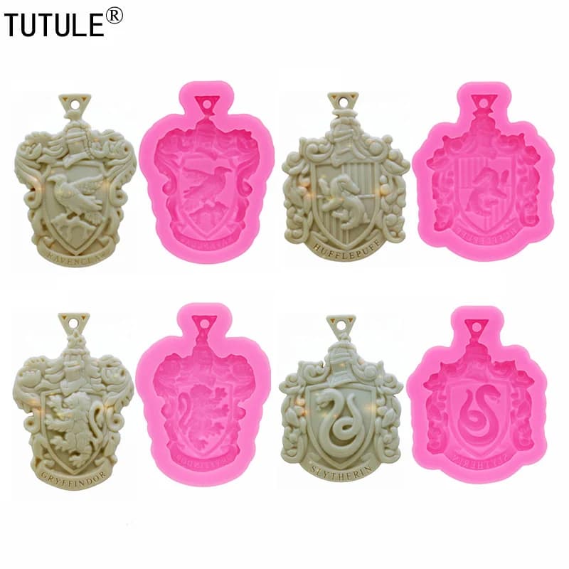 4 pièces de moules en silicone en résine époxy pour pendentif de collier combiné. Gadgets de fabrication de bijoux porte-clés. Moule de cuisson de gâteaux de cuisine