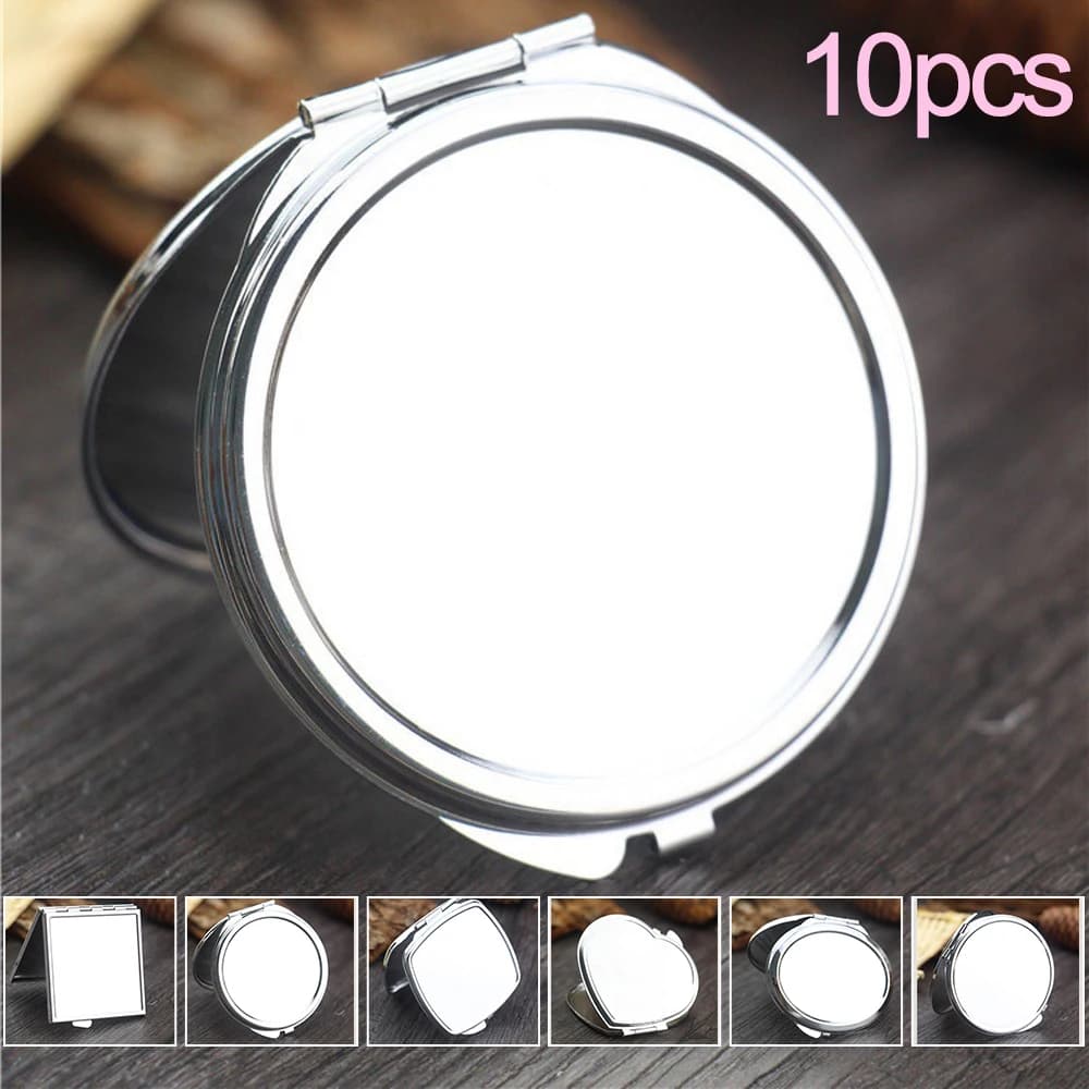 10 pièces Mini miroir de maquillage Portable poche ronde carré coeur miroir de maquillage Double face pliant miroir cosmétique cadeaux féminins