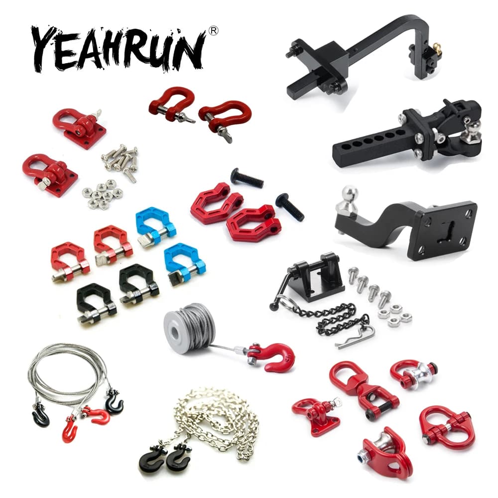 YEAHRUN 1/10 RC voiture sur chenilles en métal remorque corde chaîne manille crochet de remorquage treuil crochet accessoires pour Axial SCX10 pièces de mise à niveau
