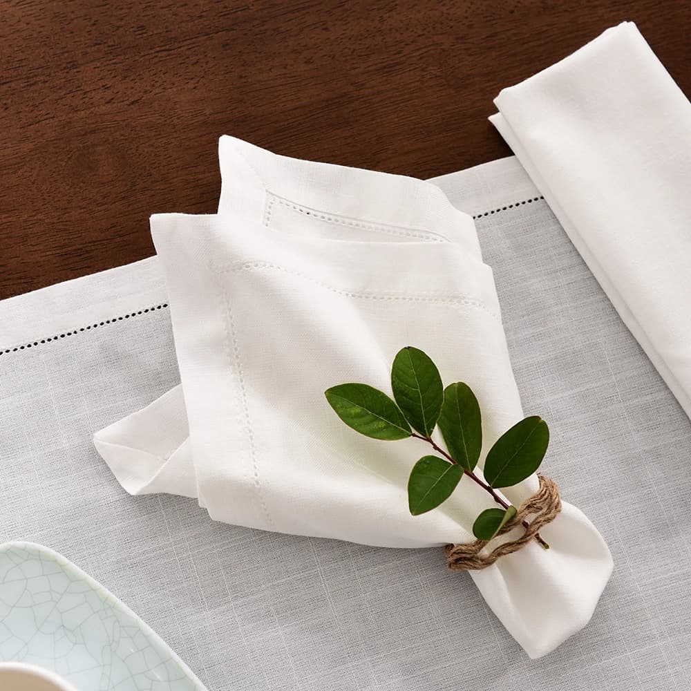 12 serviettes de table en tissu blanc pour mariage, fête, dîner, restaurant, maison, en coton et lin, 4 tailles