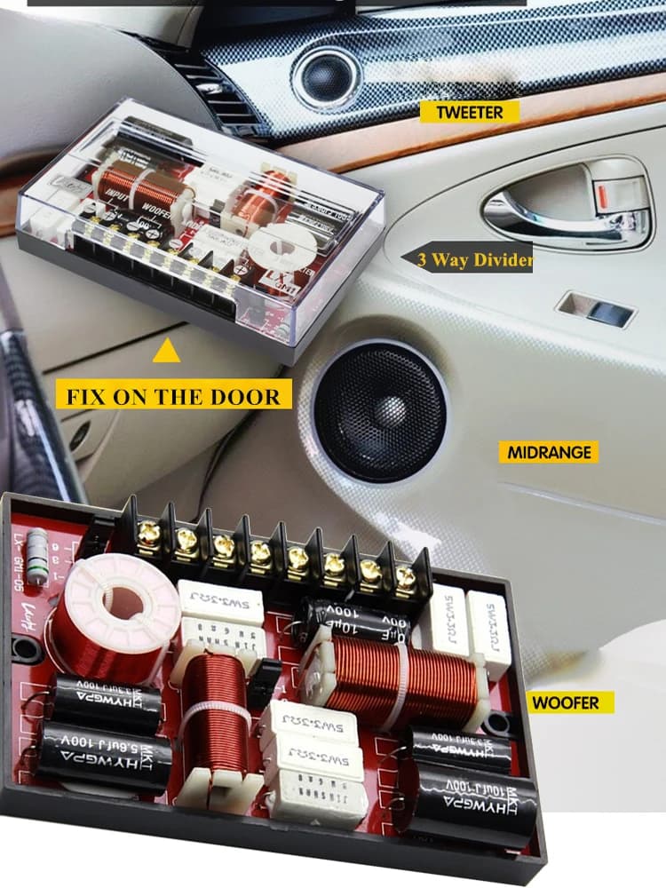 Diviseur de fréquence 3 voies 200W, Tweeter, gamme moyenne, caisson de graves, 800Hz-3.5KHz, filtre de haut-parleur, Audio de voiture, Home cinéma