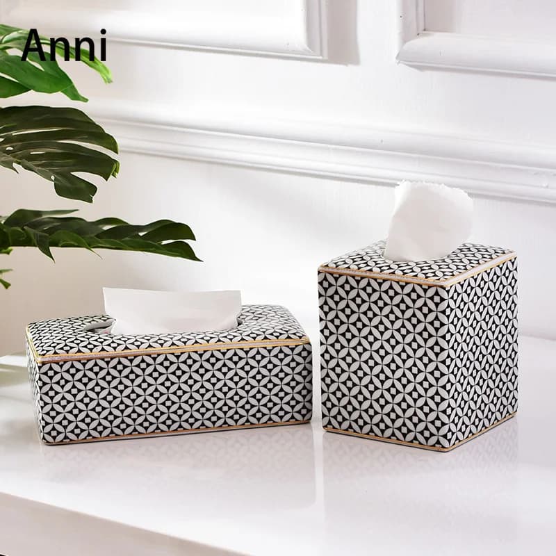 Boîtes à mouchoirs en céramique mosaïque moderne, porte-serviettes créatif simple européen, boîte de rangement de serviettes en papier de bureau, décoration de salon