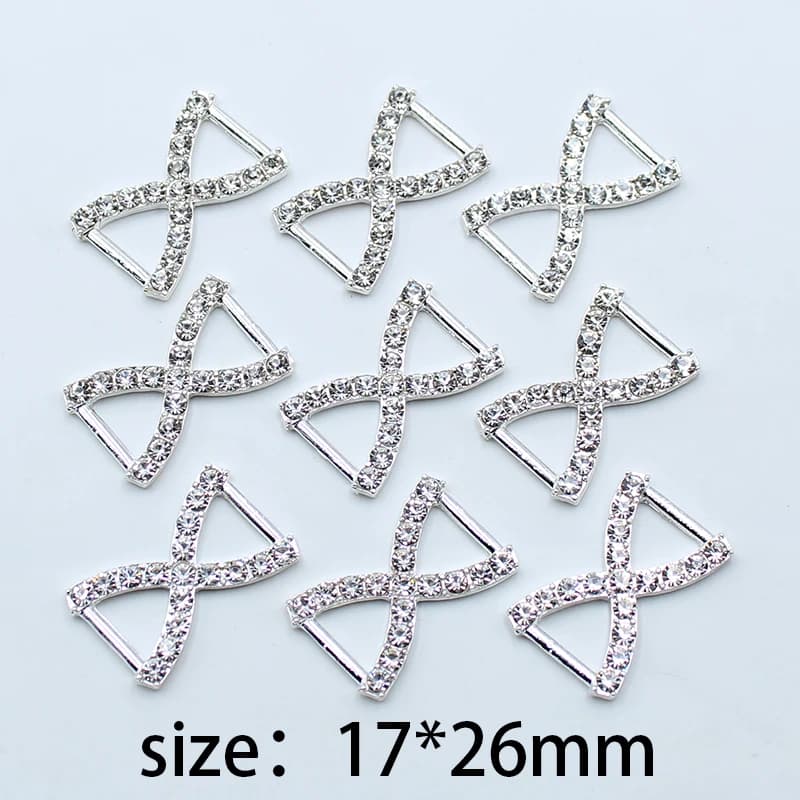 Boucle en alliage brillant avec strass, 10 pièces, 17*26mm, en forme de H, pour décoration de cadeaux, rubans, connexion de sous-vêtements, accessoires de bijoux DIY