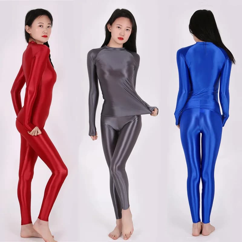 Costume de Yoga pour femmes, pantalon huileux + haut, soyeux, brillant, sexy, vêtements d'entraînement, haute élasticité, grande taille, ensemble de vêtements de gymnastique, nouvelle collection 2021