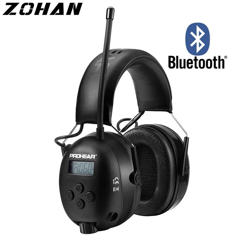033 Casque audio Bluetooth amélioré avec radio AM/FM, réduction du bruit, protège-oreilles de sécurité, cadeaux pour papa