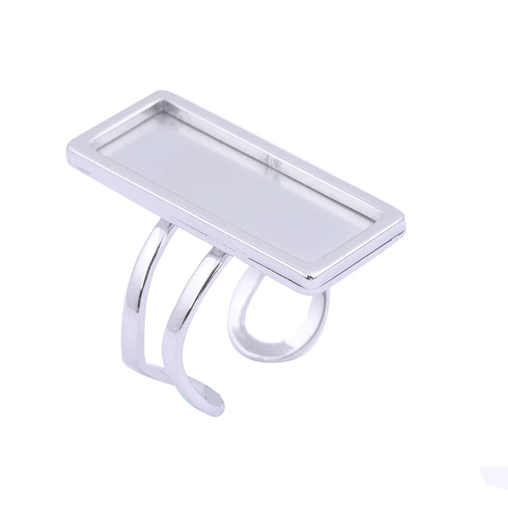 5 pièces en acier inoxydable ajustement 10x25mm Rectangle Cabochon anneau paramètres de Base bricolage anneaux lunette vierges pour la fabrication de bijoux