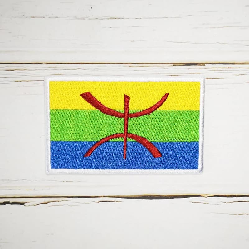 Drapeau berbère Patch complet 100% pour gilet chapeau jean fer sur étiquette d'insigne brodé 8*5 cm drapeau national de l'afrique du nord