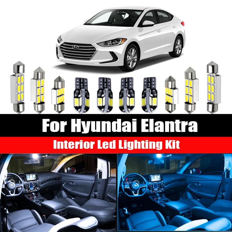 Lampe de voiture pour Hyundai Elantra XD HD MD UD AD 2001 – 2020, Canbus LED, Kit d'éclairage intérieur de dôme de carte, lampes de plaque d'immatriculation, ampoules