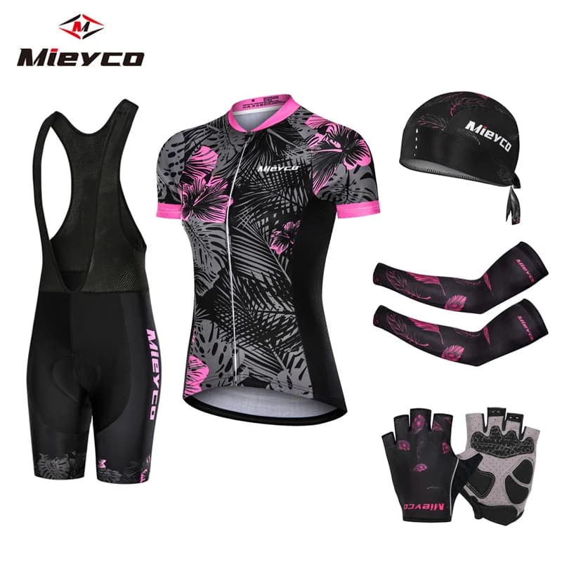 Ensembles de cyclisme pour femmes, tenue de vélo, vêtements à fleurs noires, ensemble à manches courtes, tenue d'été, tenue de cyclisme, 2026