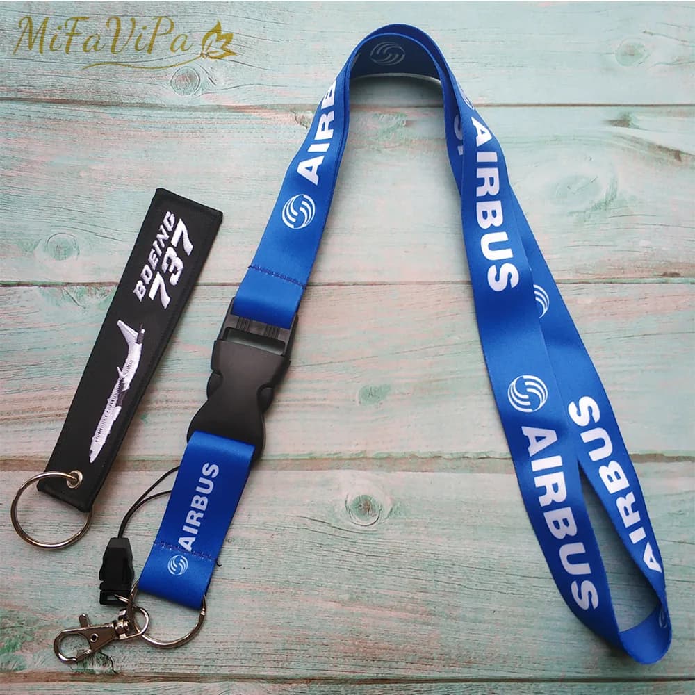 Porte-clé avec sangle de cou pour pilote d'airbus, cordon pour porte-carte d'identité, 2 pièces, Boeing 737, Cessna