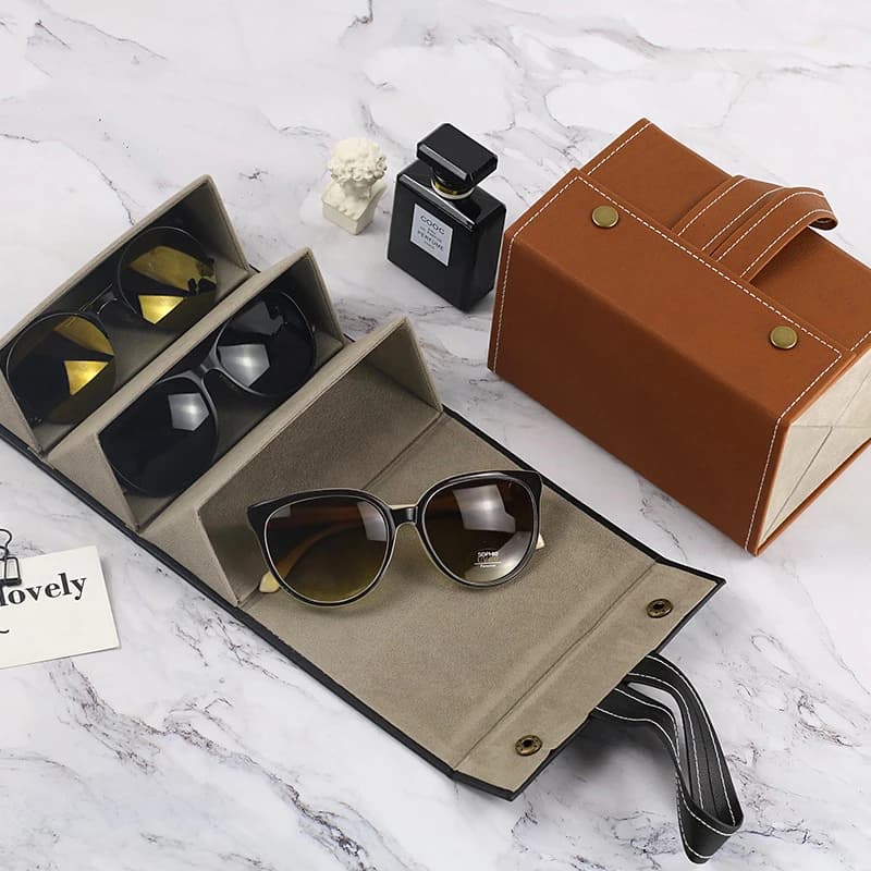 Étui de rangement en cuir PU pour lunettes, 2/3/4/5/6 paires, boîte de rangement pour lunettes de soleil LL @ 17