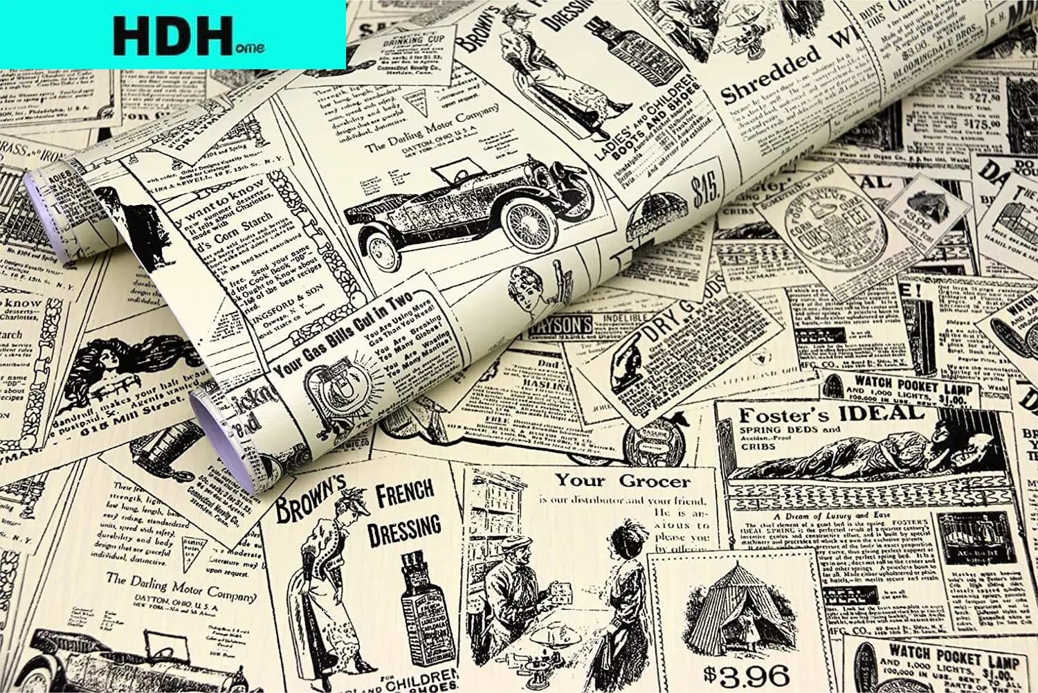 Papier peint auto-adhésif amovible pour journal Vintage, tampon étanche, rénovation de bureau, Style rustique