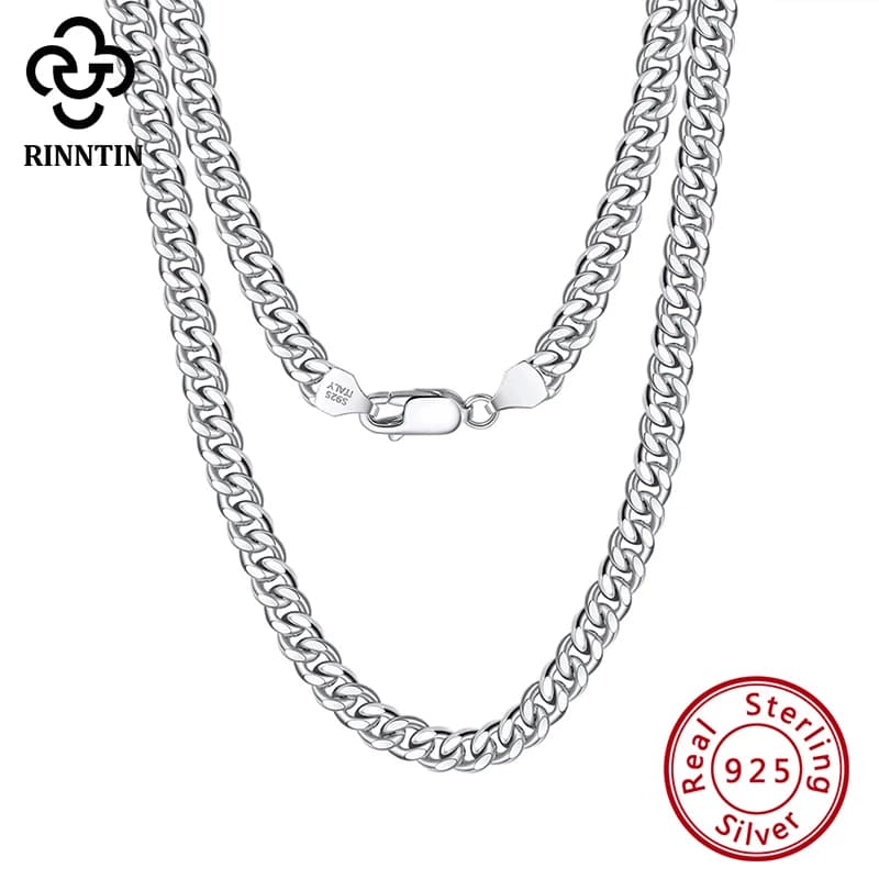 Rinntin – collier en argent Sterling 925 italien pour hommes et femmes, chaîne à maillons cubains découpés en diamant de 3.6mm, bijoux SC36