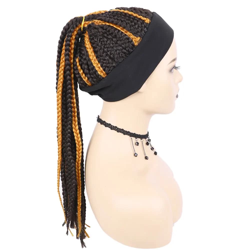 SQRDGQ bandeau synthétique perruques femmes longue boîte tressée tresses perruques pour les femmes noires tresse africaine naturel noir marron perruque femmes