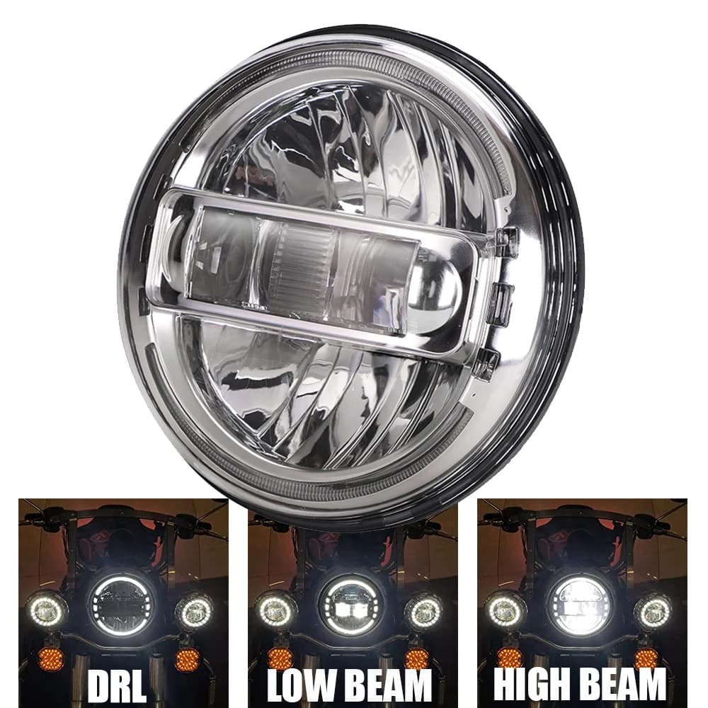 Faisceau lumineux de sauna LED DRL pour Harley Touring, feux antibrouillard avec yeux Halo Angle, Road King,Street Fetal de Special,Fat Boy, 7 pouces, 4.5 pouces