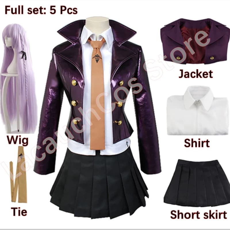 LacauchCos Anime Danganronpa Kyoko Kirigiri Cosplay Costume robe ensemble avec femmes Halloween perruque jupe courte veste chemise cravate