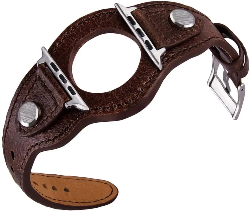 Bracelet manchette en cuir pour Apple Watch Band, 44mm, 40mm, 42mm, 38mm, 49mm, iWatch Series 6, SE, 5, 4, 3, 7, Ultra 8, 45mm, 41mm