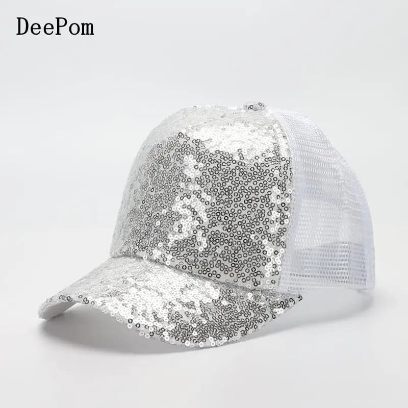 Casquette en maille ajustable Deepom pour enfants - Casquette de baseball pour filles et garçons, idéale pour les activités sportives parent-enfant en extérieur, spectacles de danse brillants et mode