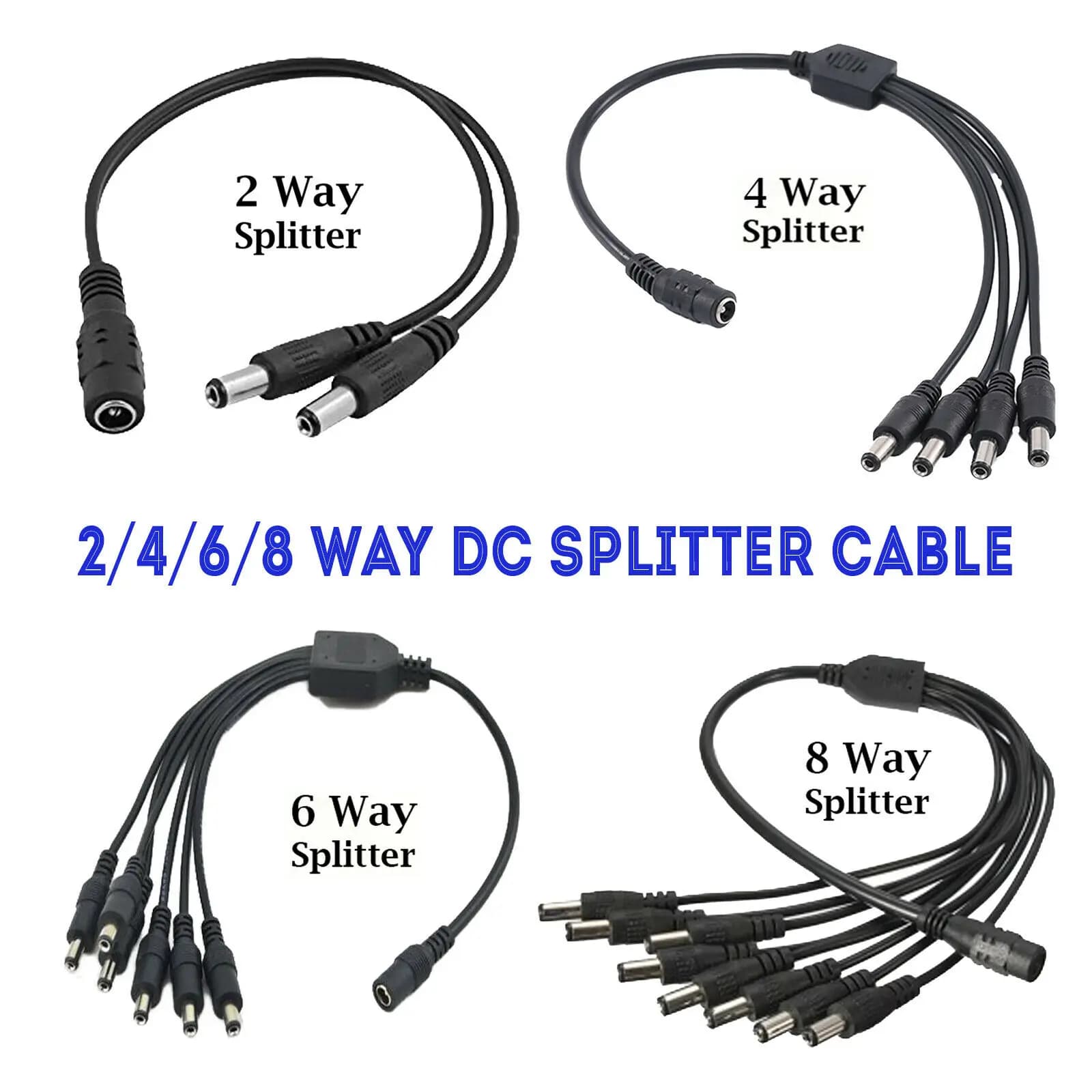 Câble adaptateur de répartiteur de puissance cc CCTV 2 4 6 8 voies pour caméra de sécurité PSU 12V 9V