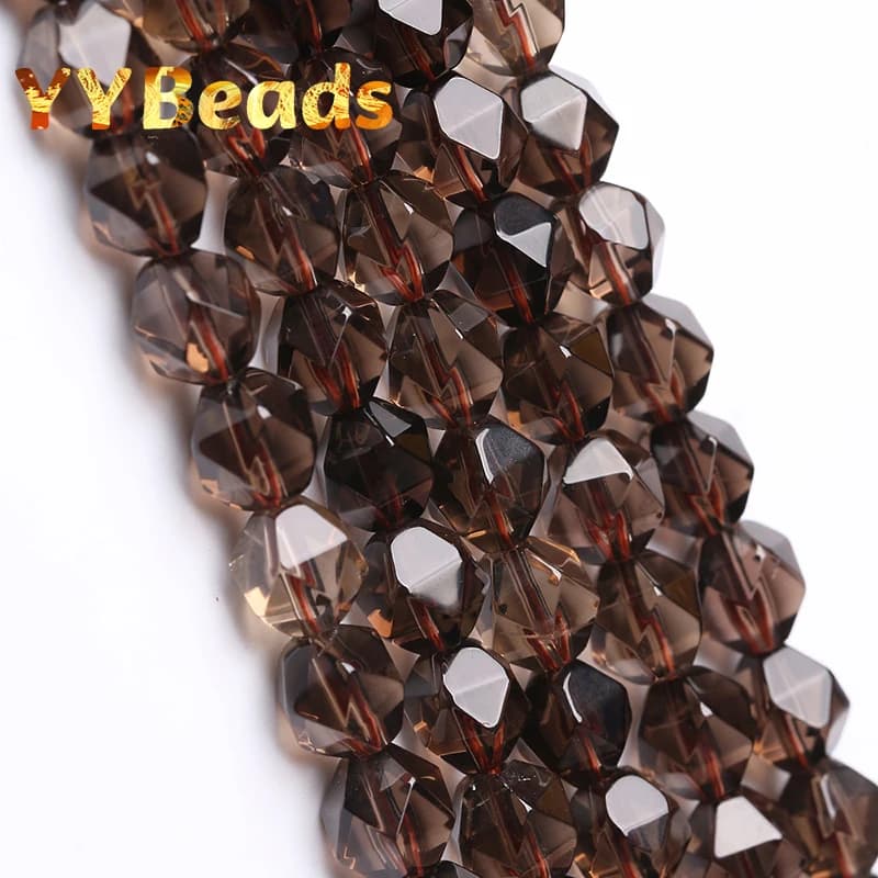 Perles de quartz en cristal fumé à facettes naturelles, amples, breloques d'espacement pour la fabrication de bijoux, colliers et Bracelets pour femmes 6 8 10mm