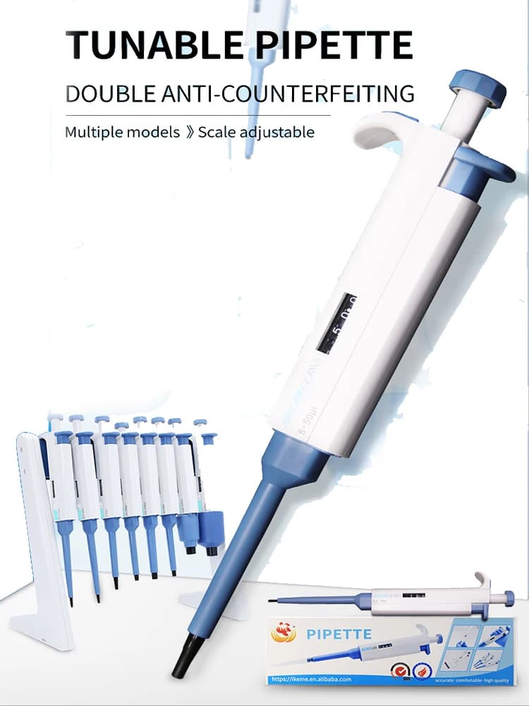 Pipette de laboratoire WEIAI 100-1000ul, micropipette numérique monocanal réglable en plastique, équipement de laboratoire avec embout de pipette