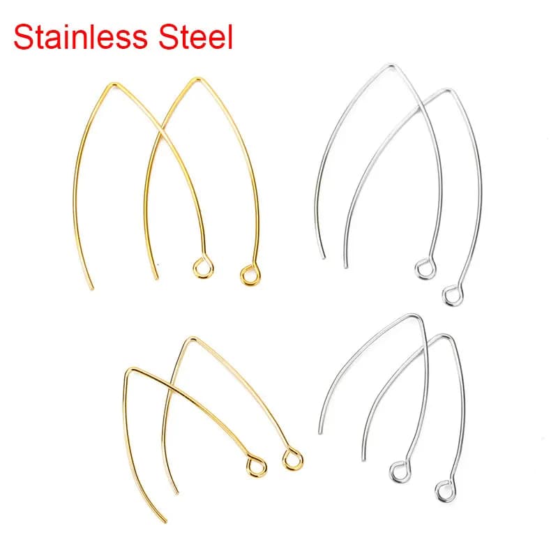 20 pcs/lot couleur dorée hypoallergénique en acier inoxydable en forme de V boucles d'oreilles crochets fermoirs fil pour artisanat bricolage fabrication de bijoux résultats