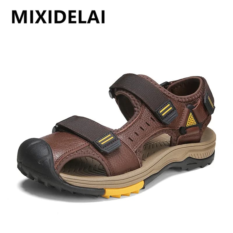 Sandales de plage en cuir véritable fait à la main pour homme, chaussures d'extérieur antidérapantes, confortables et décontractées, offre spéciale