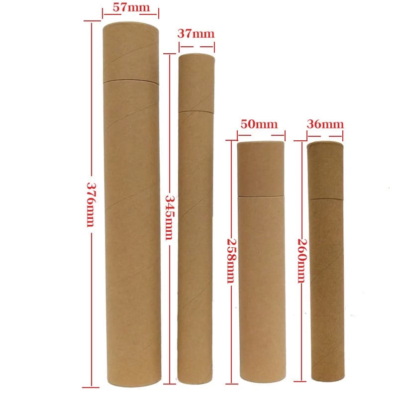 Cylindre rond de tube de carton d'emballage d'expédition de Kraft, taille adaptée aux besoins du client, expédition postale, peintures et affiches, 10 PCs