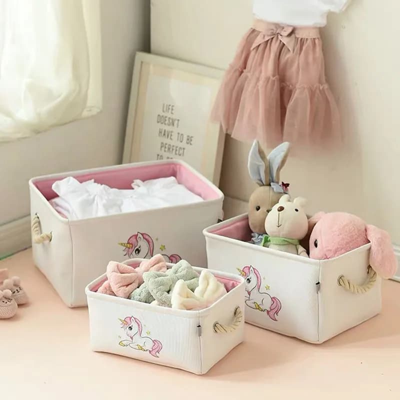 Panier de rangement en tissu, organisateur de jouets, panier à vêtements avec poignée, boîte de rangement de jouets pour enfants, organisateur de livre de bureau, panier à linge