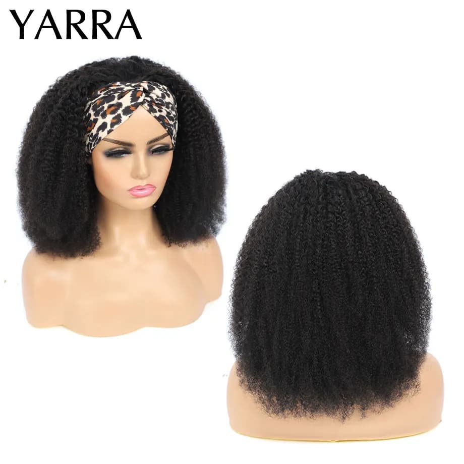Afro crépus bouclés bandeau perruque cheveux humains brésilien bouclés Remy Afro crépus bandeau perruque pour les femmes noires fait à la Machine sans colle Yarra
