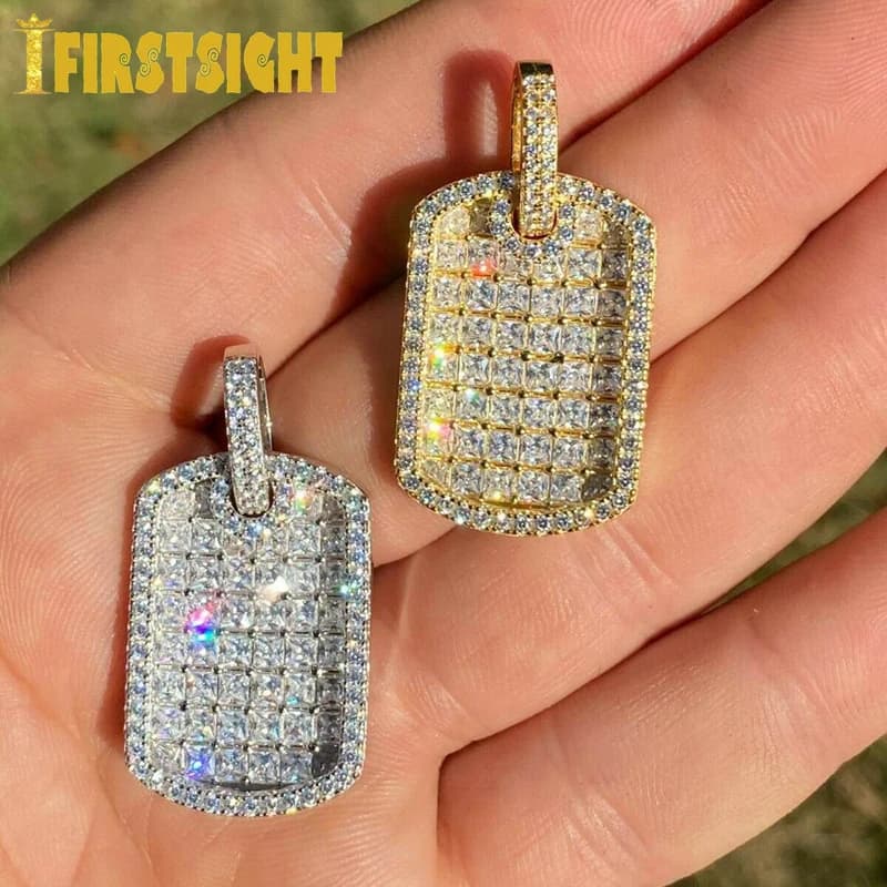 Collier à pendentif carré brillant glacé pour hommes et femmes, couleur argent, chaîne de Tennis, Zircon AAA, breloque Hip Hop, bijoux, nouvelle collection