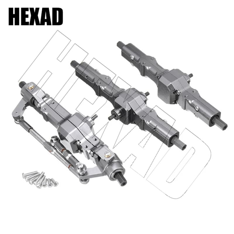 Accessoires modifiés de mise à niveau du groupe de pont d'essieu avant, moyen et arrière en métal pour WPL C24 B36 4WD 6WD JJRC HengLong RC pièces de voiture