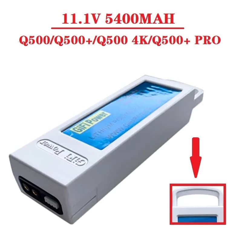 1/2 batteries Lipo GIFI 3s améliorées 11.1V 5400mAh pour drone RC Yuneec Q500/Q500+/Q500 4K/Q500+ PRO 4K