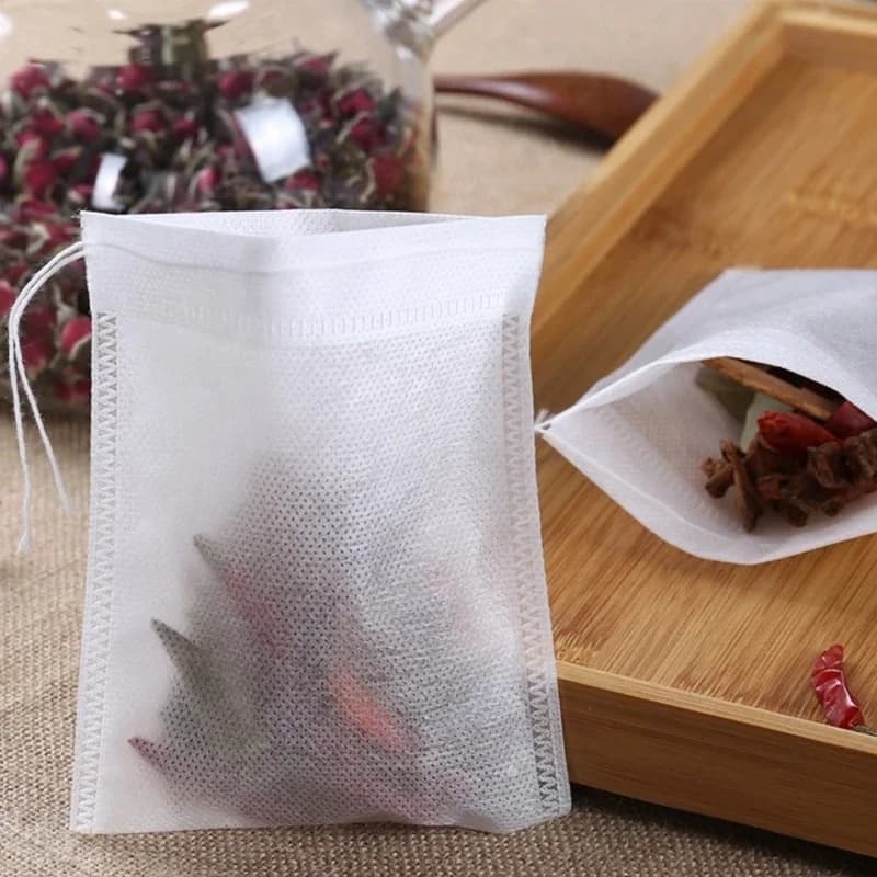 Sacs filtrants non tissés à cordon de serrage de qualité alimentaire, 20/50/100 pièces, utilisés pour faire du thé, des soupes, des assaisonnements, fournitures de cuisine