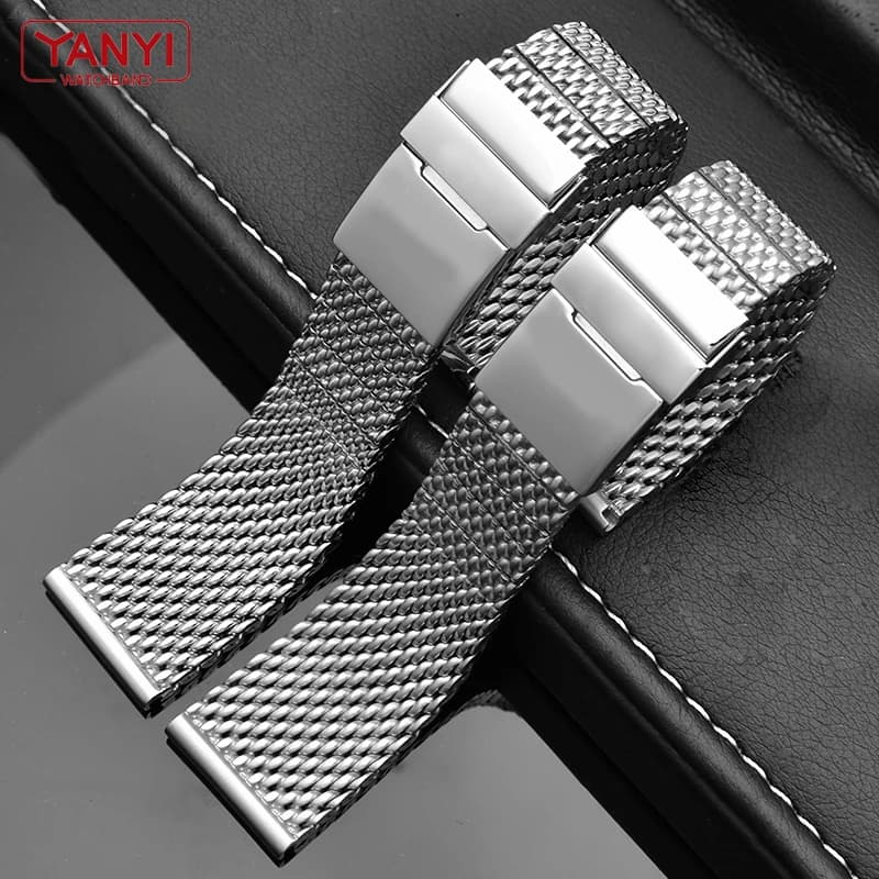 Bracelet de montre en acier inoxydable 316L de haute qualité, bracelet en métal solide pour Breitling AB2010, bracelet de montre de luxe pour hommes, 22 24mm, bracelet en maille