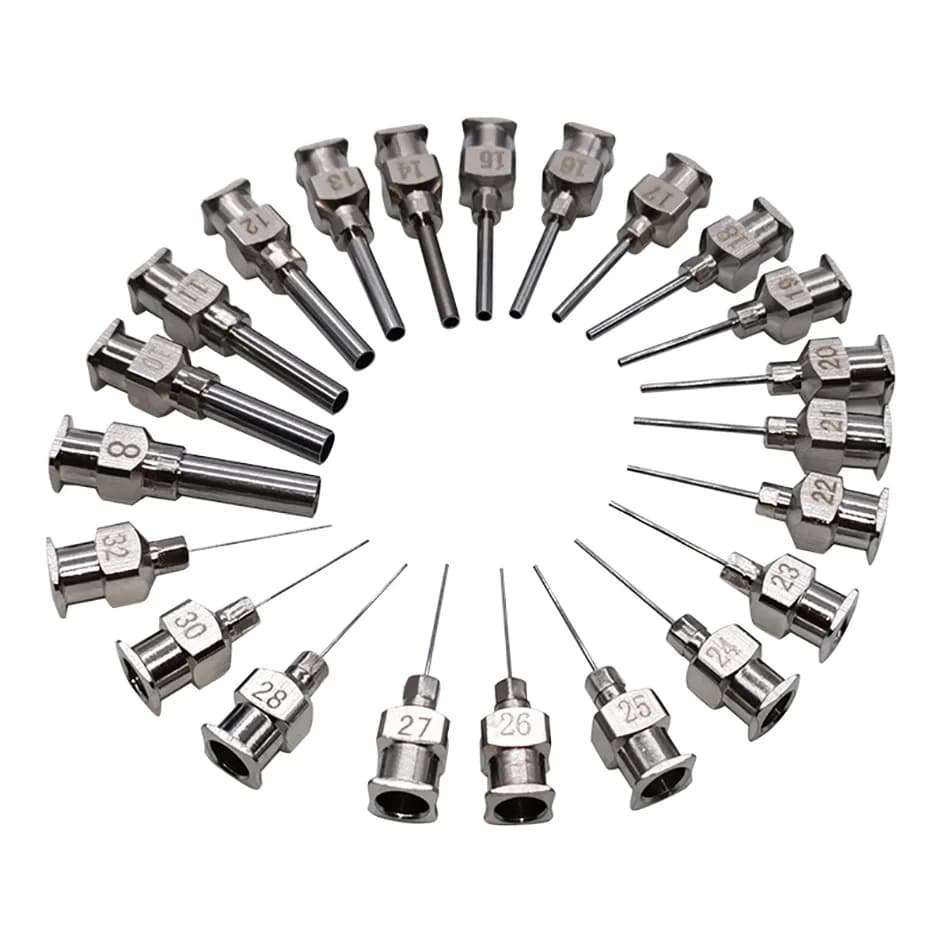 Aiguilles de distribution de 1/2 pouces, 12 pièces, 8 9 10 11 12 13 14 15 16 17 19 20-30g, seringue métallique en acier inoxydable, distributeur de colle émoussée
