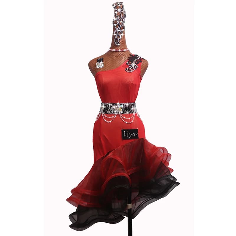 Robe de Concours de brevLatine pour Adulte, Rouge, Sexy, Diamant, Initiée en Diagonale, Nouvelle Collection