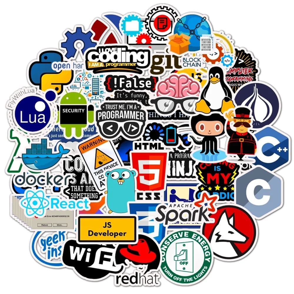 10/30/50pcs programmeur Internet Java autocollants Geek Php Docker Html Bitcoin langage de programmation pour téléphone portable voiture jouet décalcomanies