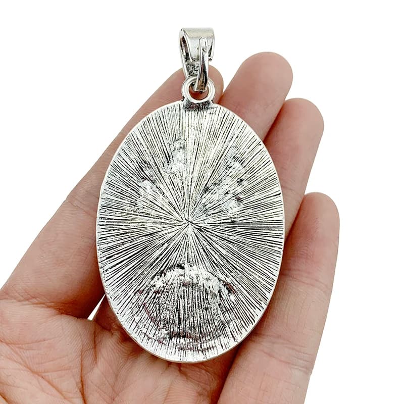 ZXZ 2 pièces tibétain argent grand arbre avec Imitation pierre forme ovale breloques pendentifs pour collier fabrication de bijoux accessoiresA