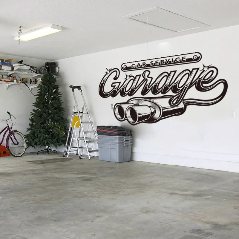Autocollant mural de garage de service de voiture rétro, décalcomanie en vinyle, décoration classique, tuyau d'accès, atelier de service de réparation automobile