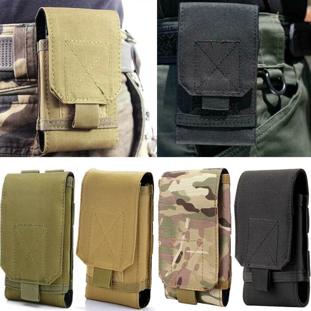 Pochette de ceinture camouflage noire multifonctionnelle pour téléphone portable, étui d'extérieur, housse Molle, sac de course, étui de taille pour téléphone