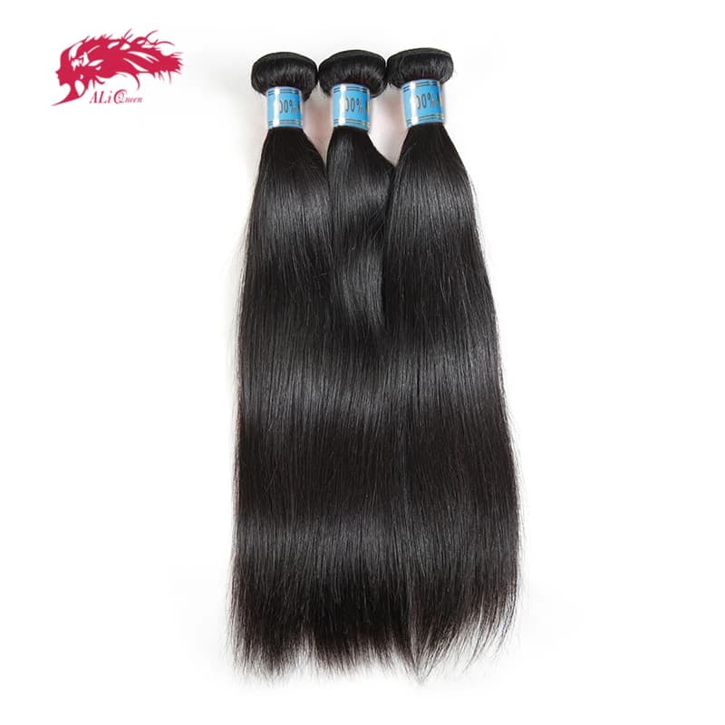 Ali Queen cheveux péruvien droit brut vierge cheveux humains paquets 8 "-28" couleur naturelle 3/4 pièces Double dessiné Extensions de cheveux humains