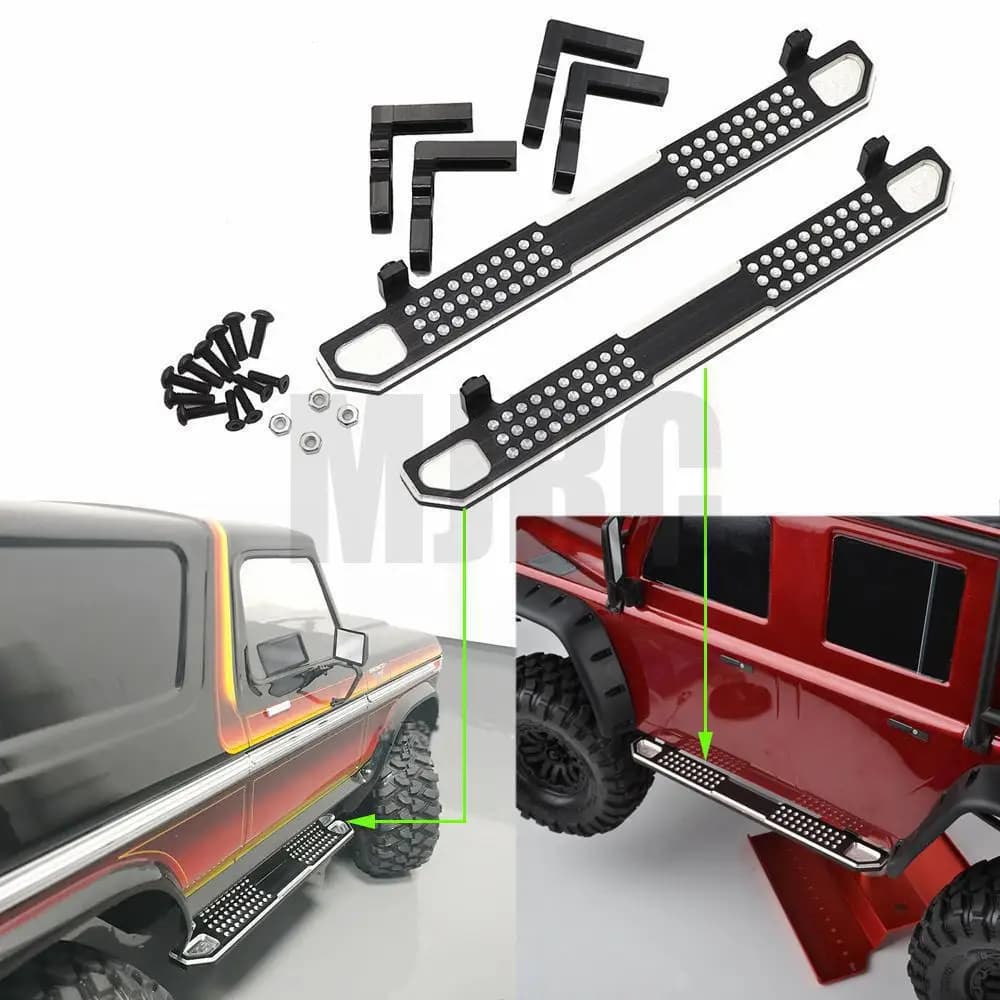 Pédales latérales noires en métal, 2 pièces, pour voiture sur chenilles 1/10 RC Trax TRX4 TRX-4