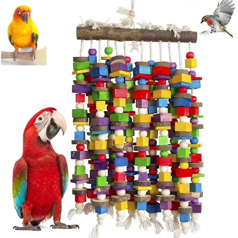 Jouets en bois pour oiseaux, grand jouet à mâcher, perroquet, accessoires, grande Cage à perroquets, morsure, pour aras gris africains, cacatoès