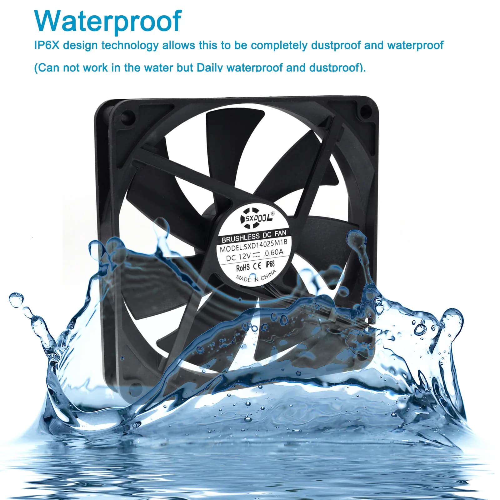 140mm 14cm Coque D'ordinateur Ventilateur De Refroidissement PC ÉTANCHE À La Poussière, 2900 tr/min 140X140X25mm Double Boule 12V haute Vitesse IP68 REFROIDISSEUR