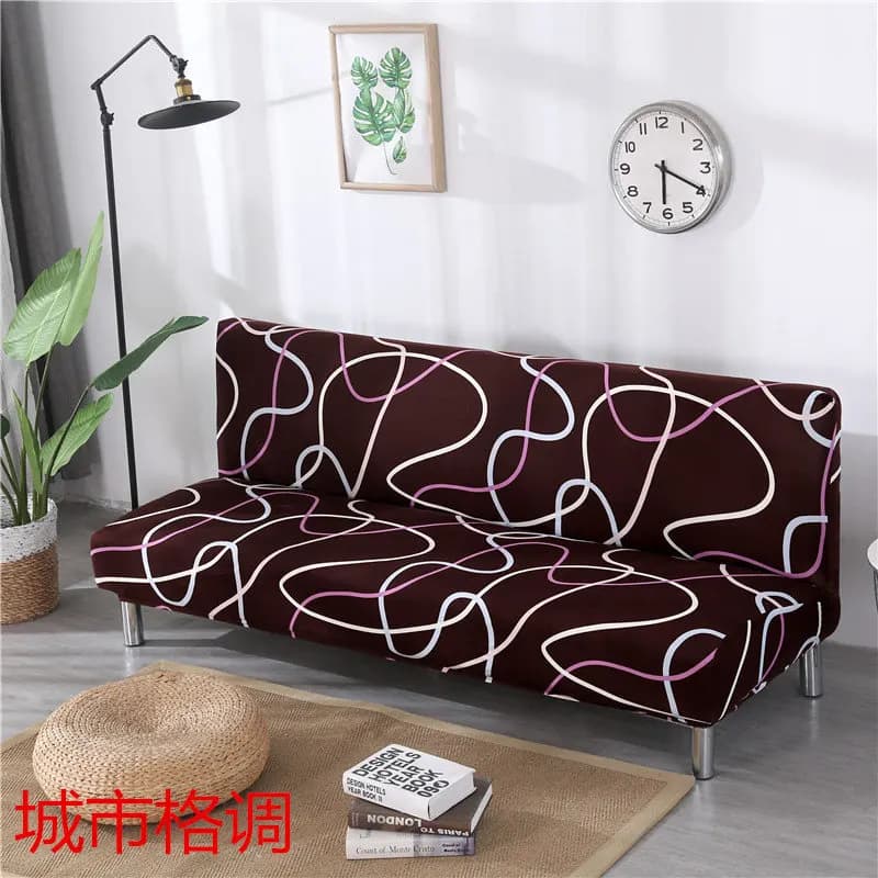 Housse de canapé-lit pliante extensible sans accoudoirs Housse de canapé futon sans accoudoirs Housse de canapé 3 places amovible lavable en machine pour la maison