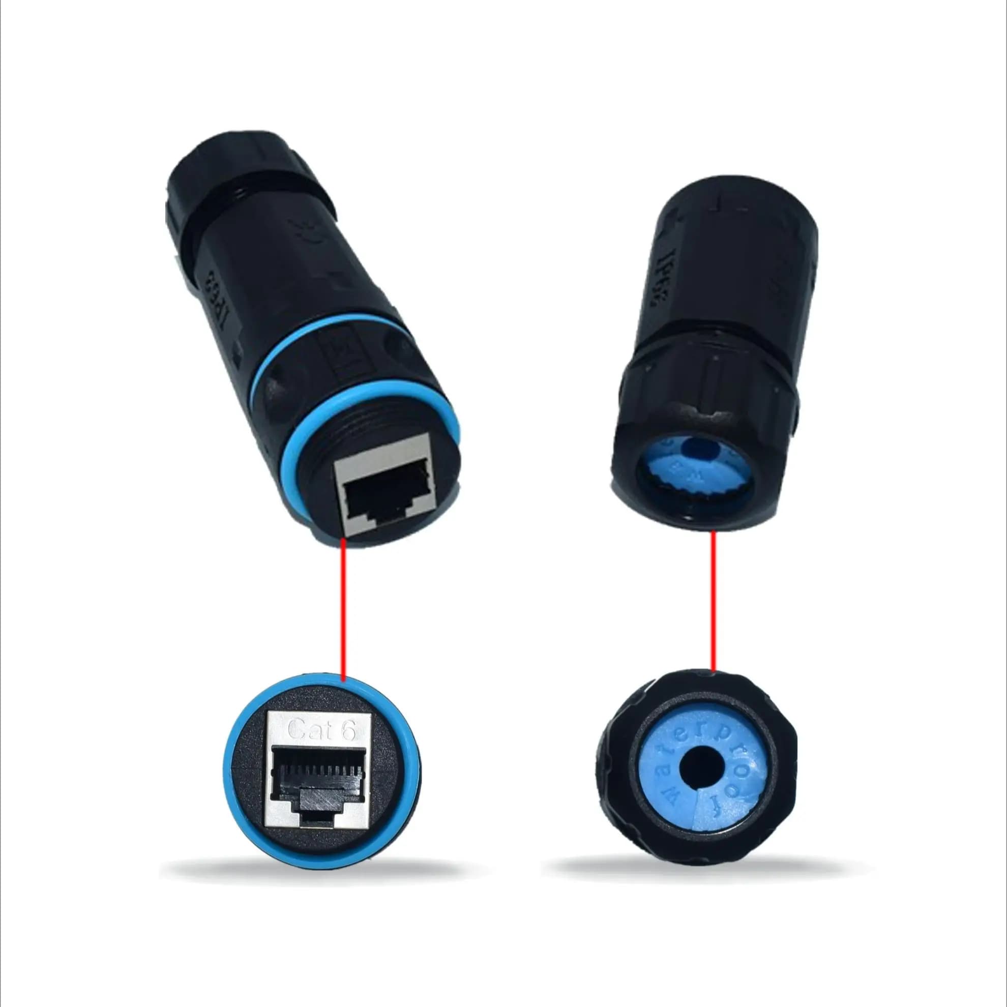 YXY-Connecteur étanche extérieur, matériau d'anneau en caoutchouc, nylon PA66, IP68 RJ45, CAT6 STP