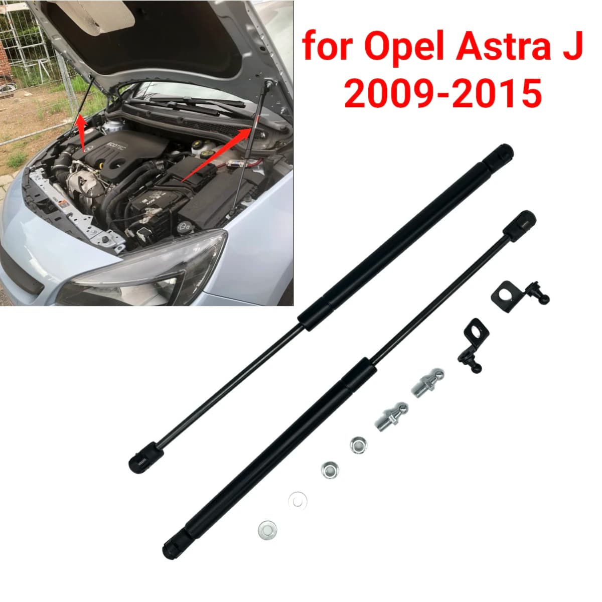 2 pièces capot de moteur avant de voiture entretoises à gaz barres de tige de Support de levage pour Opel Astra J pour Vauxhall Astra 6 2009-2015