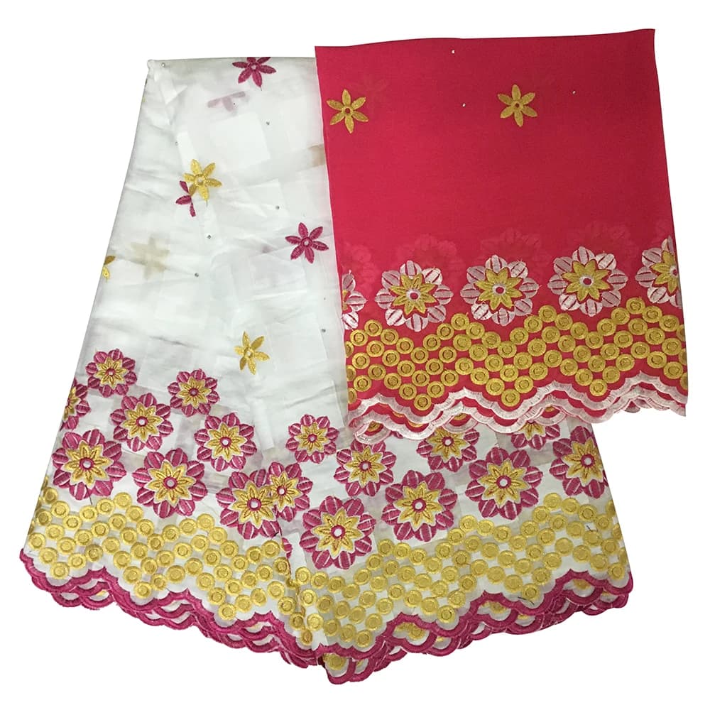 Tissu de dentelle suisse de haute qualité pour dames, Ankara africain, 100% coton, matériel de couture, textile habillé, 5 + 2 verges par lot