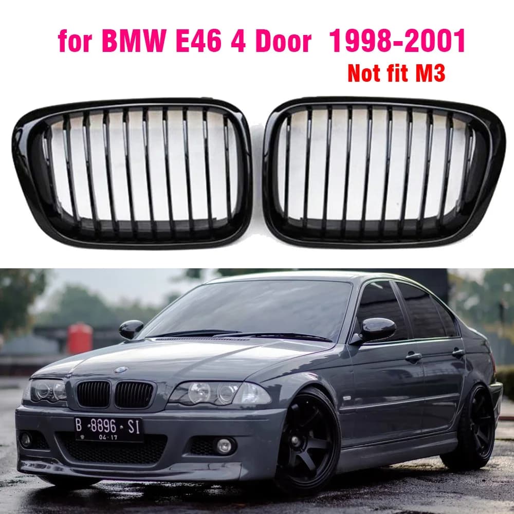 Grilles de radiateur de pare-chocs avant ABS de voiture, Gril pour BMW E46 série 3 1998 1999 2000 2001, style de voiture